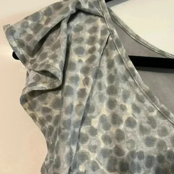 Anne Taylor  Loft Dress with Ruffled Sleeve with Sage Green Pattern - Picture 3 of 5